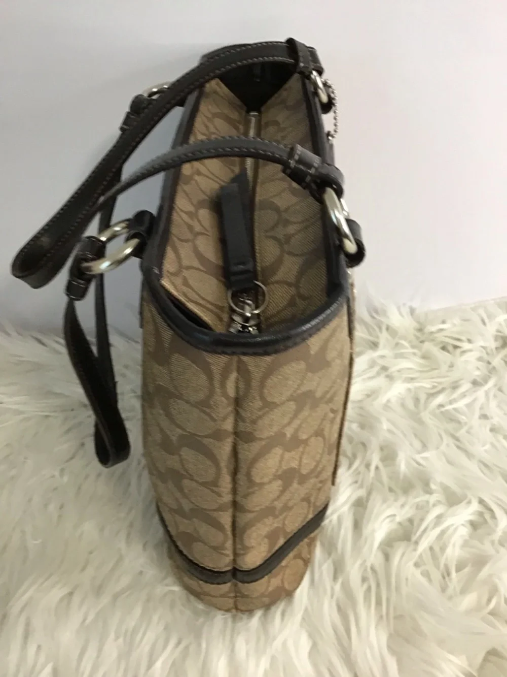 Coach Peyton Signature Logo Heritage Handbag Tote BrownVintage Y2K